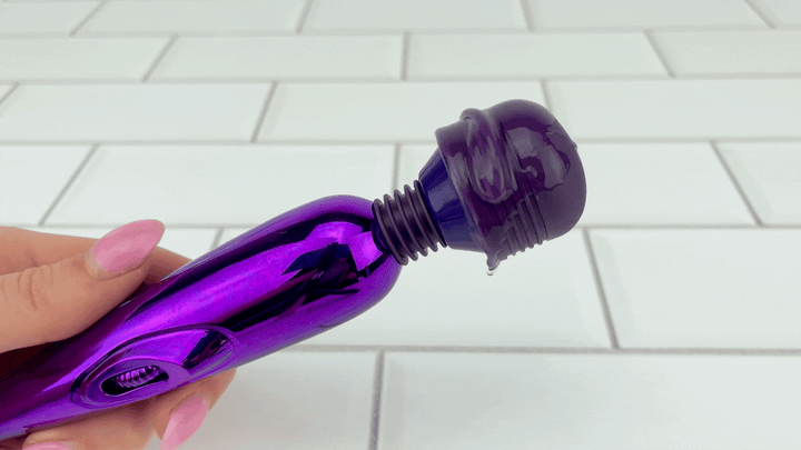 GIF of lube vibrating on head of Mini Clit Wand 