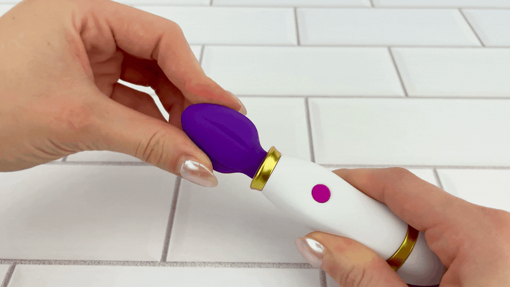 GIF of Petite Handheld Clit Wand neck being bent to show flexibility 