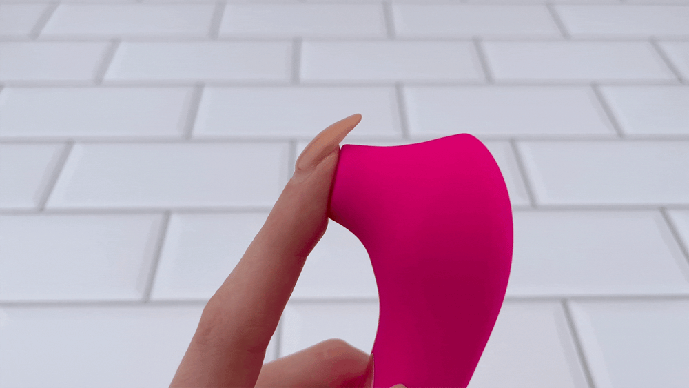 GIF of finger pressed against Rechargeable Silicone Air Pulse Clit Stimulator 