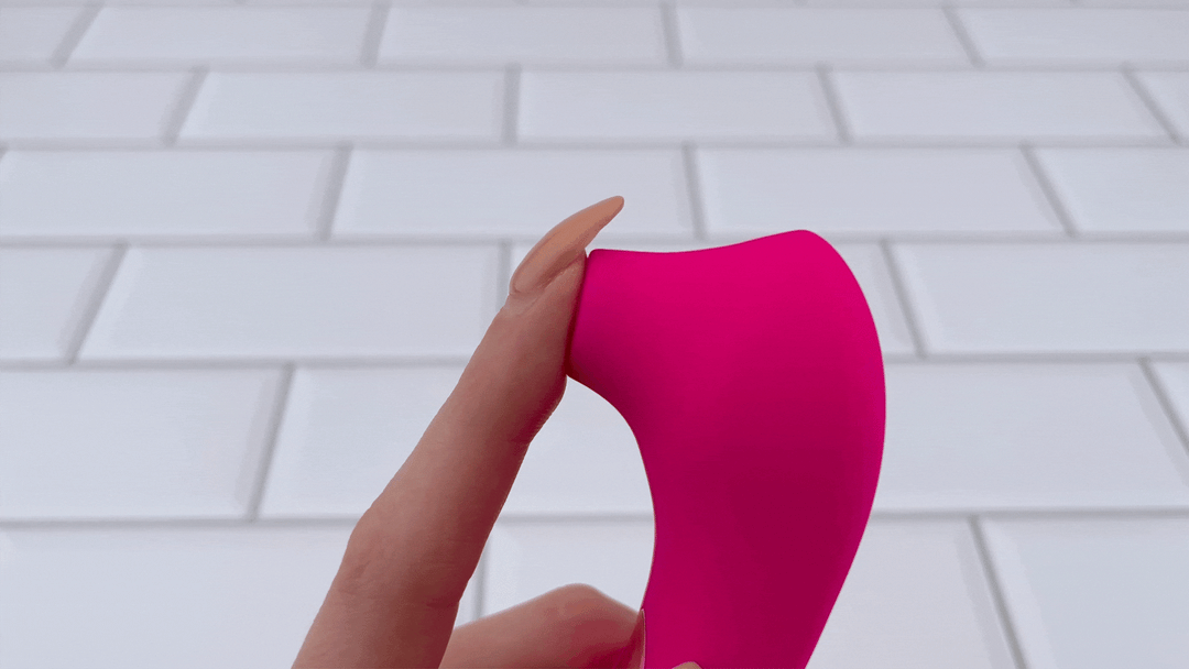 GIF of finger pressed against Rechargeable Silicone Air Pulse Clit Stimulator 