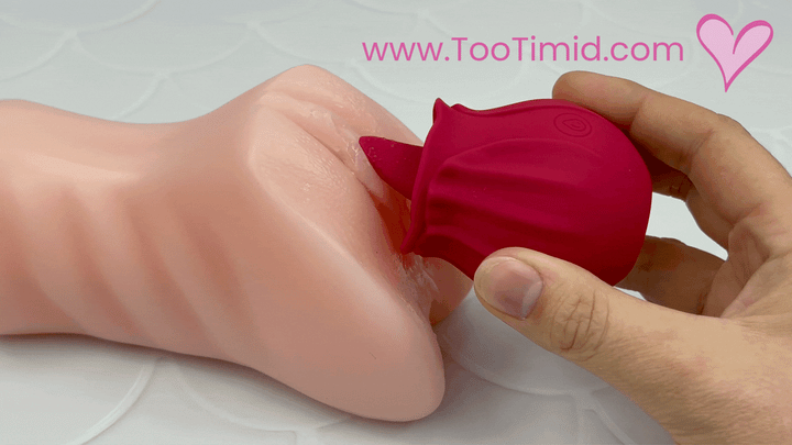 GIF of red rose licking clit