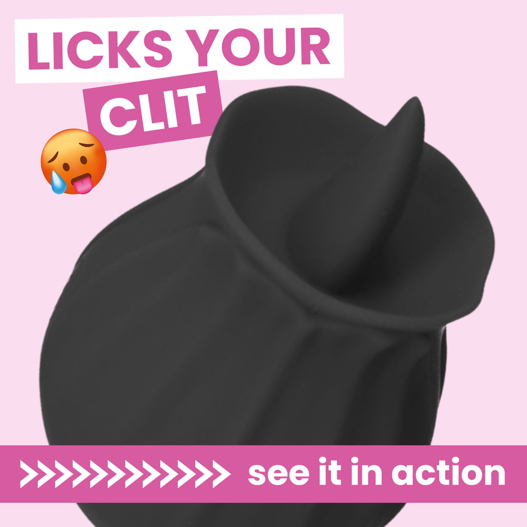 Bhava Rechargeable Flickering Tongue Rose. Clit Licking Stimulator in black color 