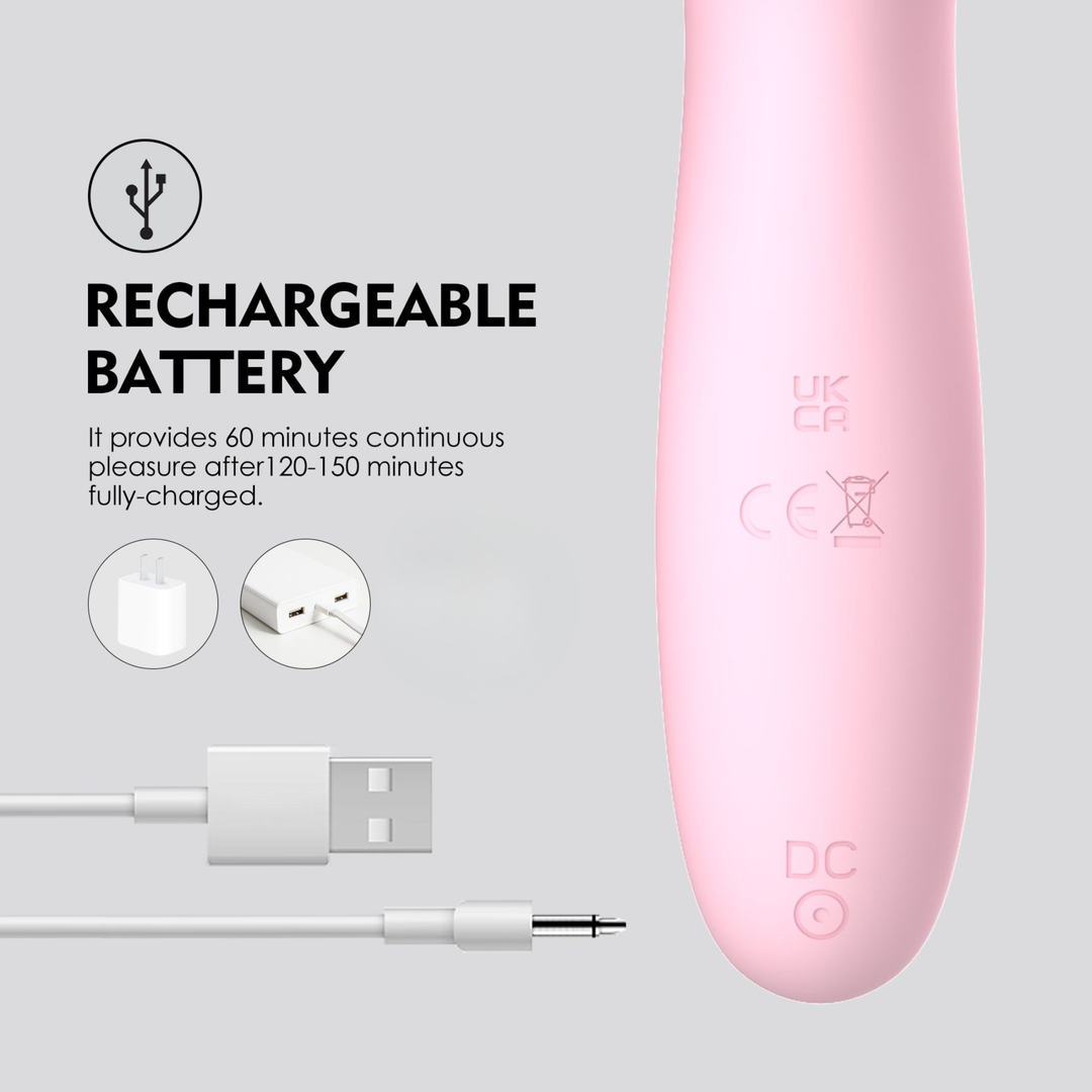 rechargeable battery Pique Pinpoint Vibrator it provides 60 minutes of continuous pleasure after 120-150 minutes fully charged. 
