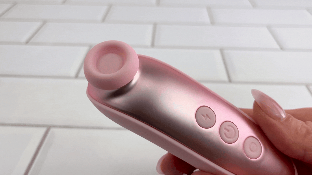 GIF of flat pad attachment being used on air pulse toy 