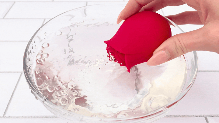 GIF of Euphoria number 1 Selling Rose Sex Toy Air Pulse Stimulator in bowl of water 