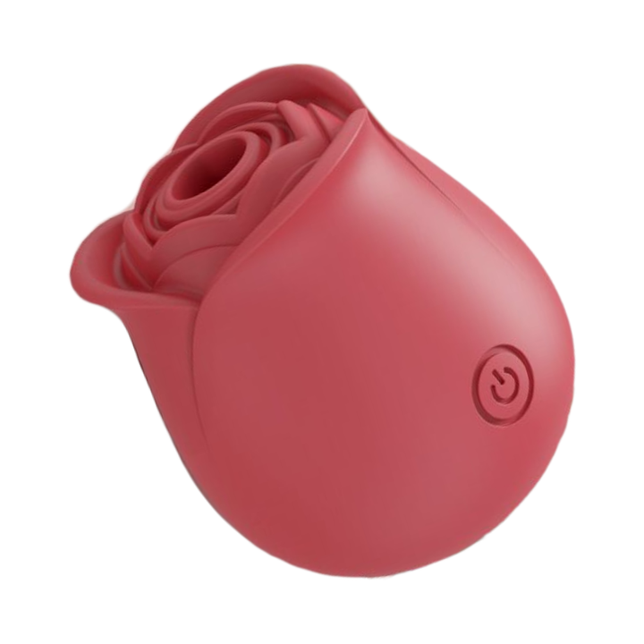 angled side view of red Rose Sex Toy Air Pulse Stimulator 