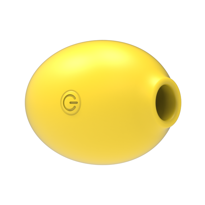 angled view of Lemon Kiss Air Pulse Clit Stimulator to show sucker 