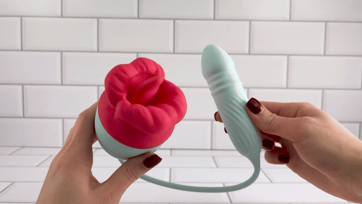 pink lips flapping with teal thruster next to it GIF 