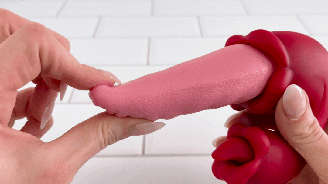 GIF of tongue tip being stretched to show its flexibility 