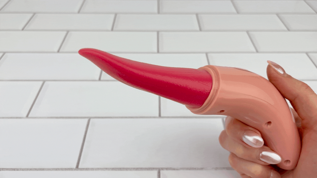 GIF of Pink Rechargeable Licking Tongue soft tongue flapping fast
