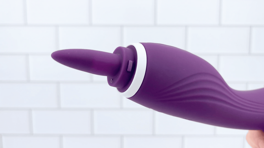 GIF of flicking tongue from Ultimate Tongue Licker Powerful Dual-Ended Vibrator and Sucking Tongue