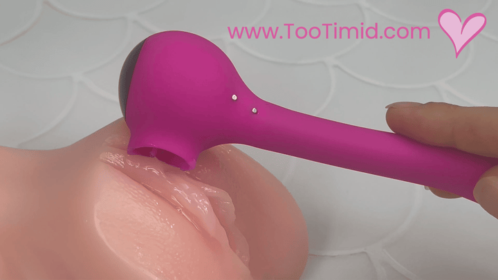 GIF of pink bendable clit licking g spot vibrating toy licking clitoros