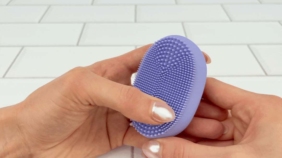 GIF of thumb brushing against pleasure bristles from Discreet Nubby Massager by TooTimid