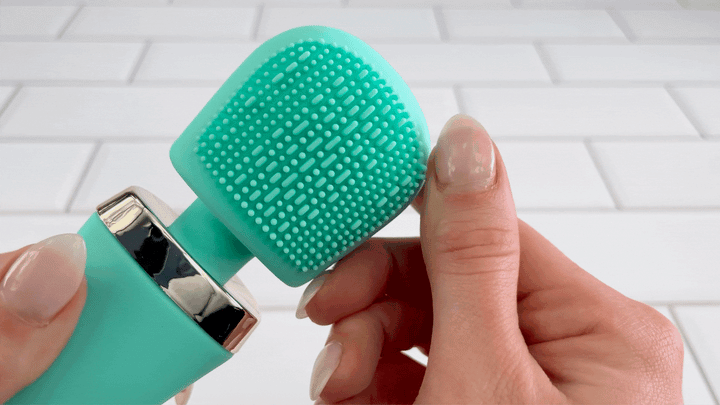 GIF of STRONG Cordless Body Massage Wand nubs being rubbed with finger 