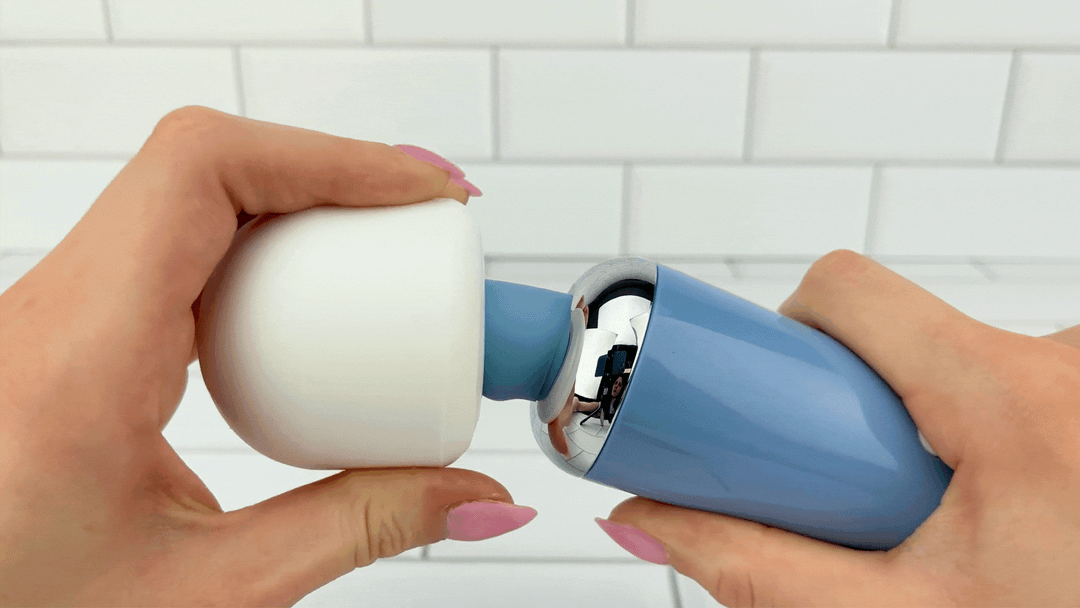 GIF of Bliss Wand Personal Body Massager for Adults neck being bent to show flexibility 