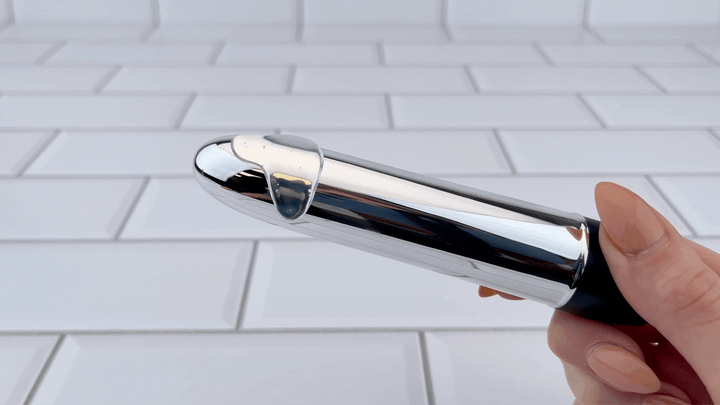 GIF of lube on vibrating Beginner's Power Vibrator 