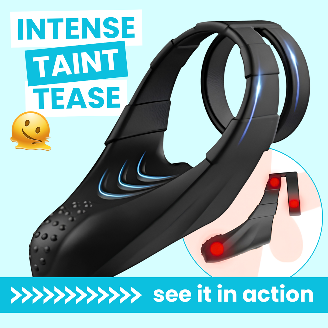 Sperm Locking Dual Cock Ring with Taint Teaser intense taint tease see it in action 
