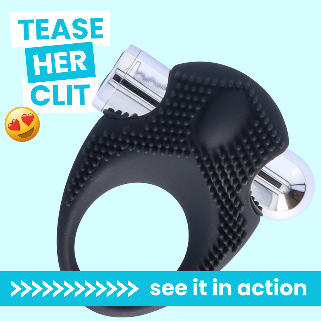 tease her clit Silicone Vibrating Cock Ring with Raised Ticklers