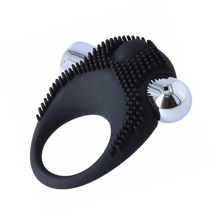 angled side view of Silicone Vibrating Cock Ring with Raised Ticklers 