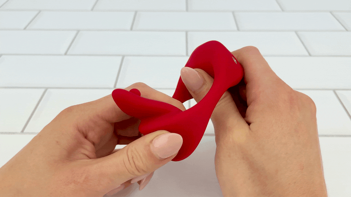 GIF of Vibrating Mouth Cock Ring being stretched 