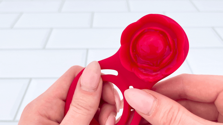 gif of lube on vibrating flower head from Flower Double C-Ring