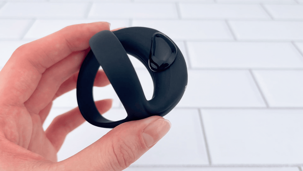 GIf of vibrating lube on Vibrating Dual Cock Ring 