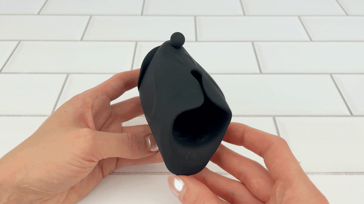 GIF of Heated Vibrating Penis Tip F-Spot Massager by TooTimid vibrating on strongest setting 