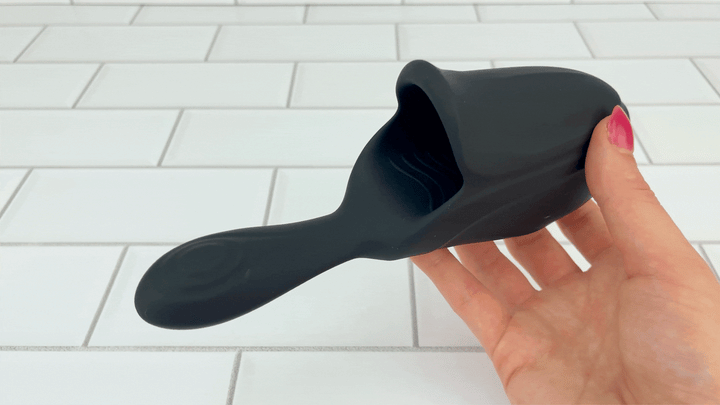 GIF full product view of Vibrating F-Spot Massager and Endurance Trainer vibrating on strongest setting 