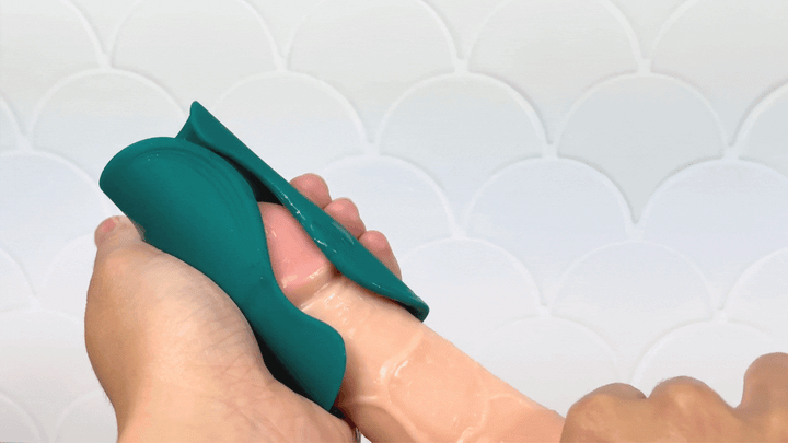 GIF of stroker being used on a dildo