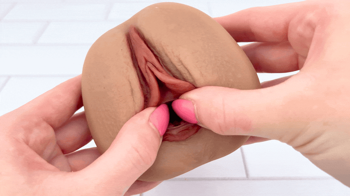 GIF of opening from Real Feel Pocket Pussy ultra realistic feeling inside 