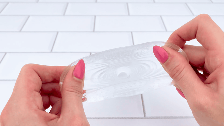 GIF of ribbed lining of Super Stretchy Clear Ribbed Male Masturbator