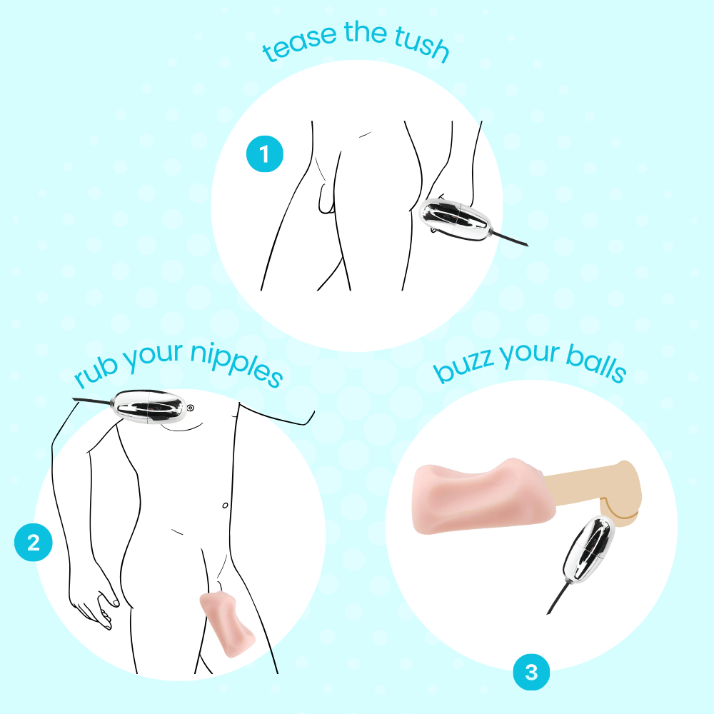 Illustrations showing different uses of a product on a light blue background