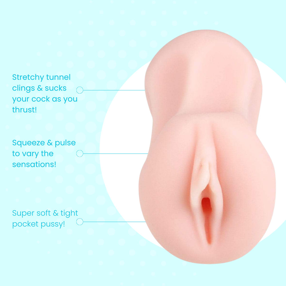Product with text describing its features on a light blue background