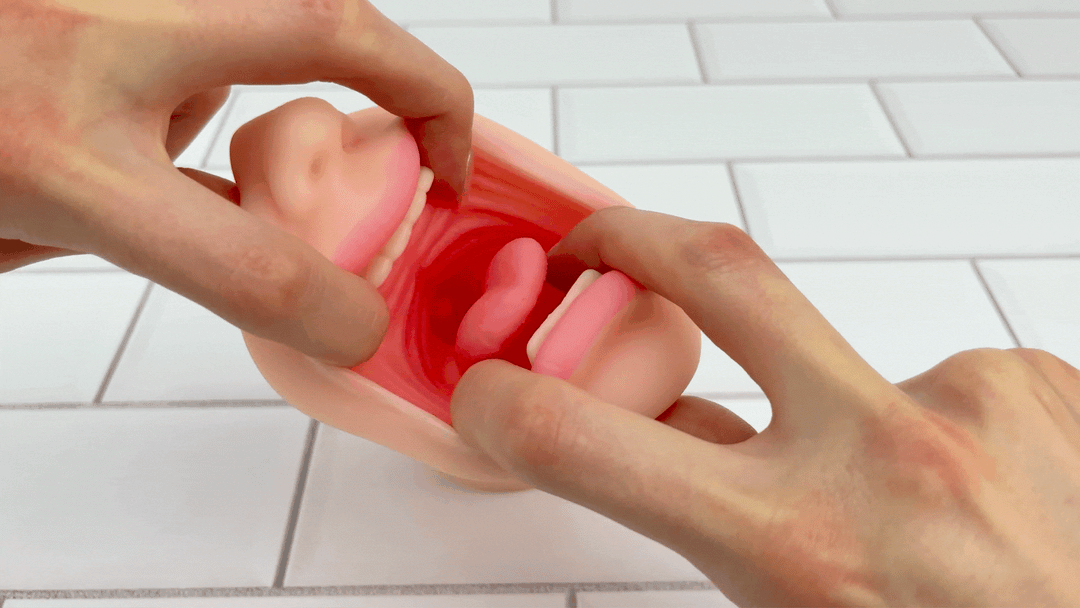 GIF of fingers opening mouth from Blowjob Masturbator ultra realistic 