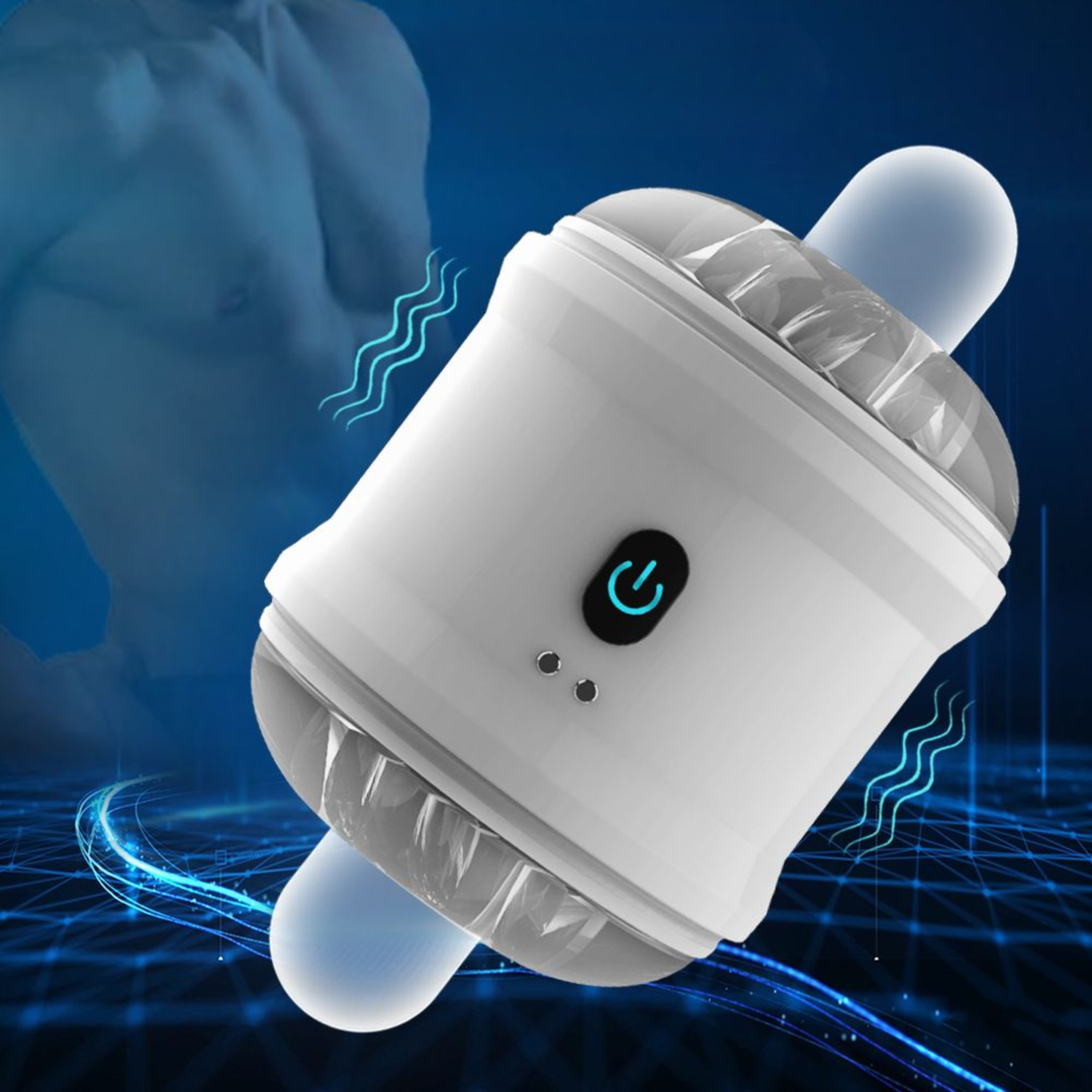 dual vibrating bullets male masturbator hard plastic outer case 