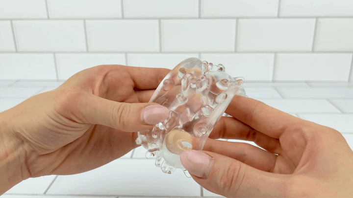 GIF of thumb brushing against super softy jelly pleasure nubs 
