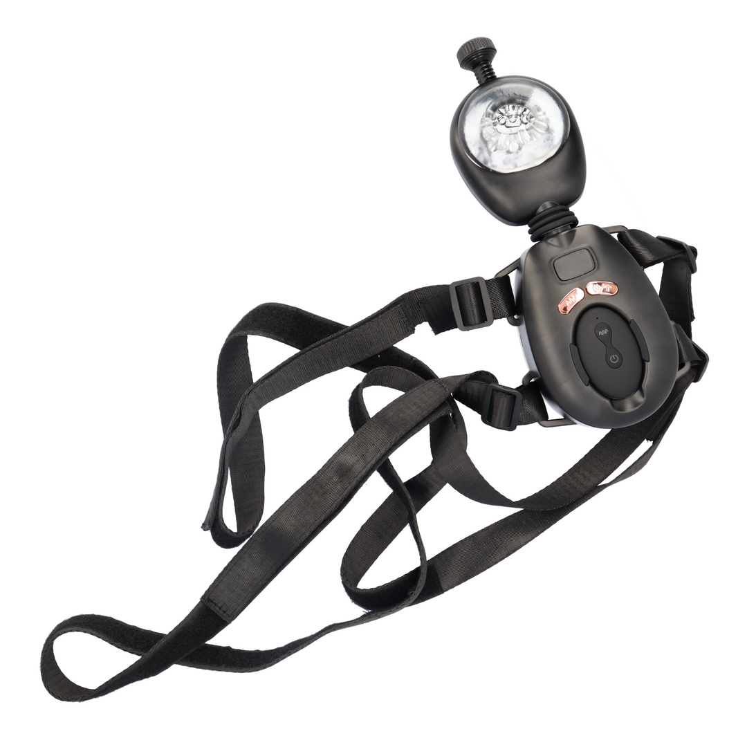 full product view of Thrusting Masturbator with Remote and Adjustable Belts 