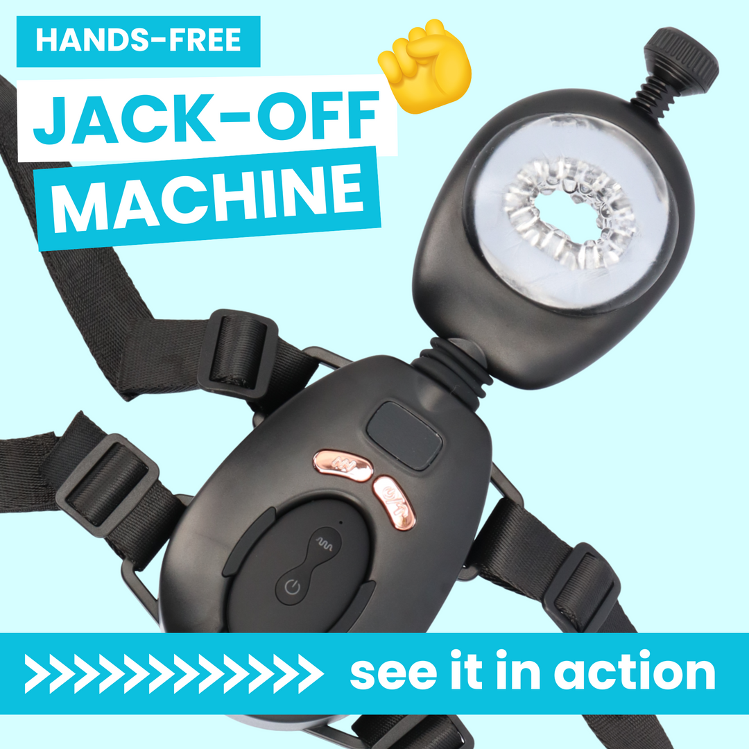 HANDS-FREE JACK-OFF MACHINE see it in action male masturbator 