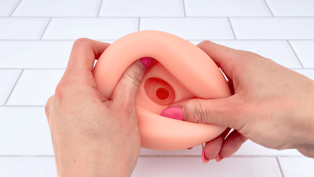 ribbed interior of Ultimate Real Feel Sucking Stroker 