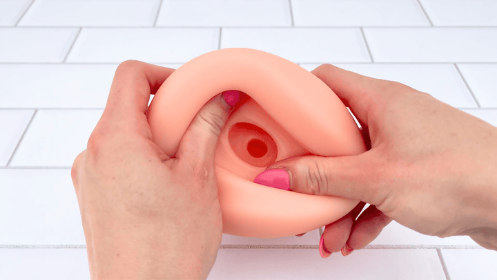ribbed interior of Ultimate Real Feel Sucking Stroker 