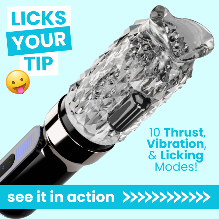 Automatic Vibrating Male Masturbator licks your tip 