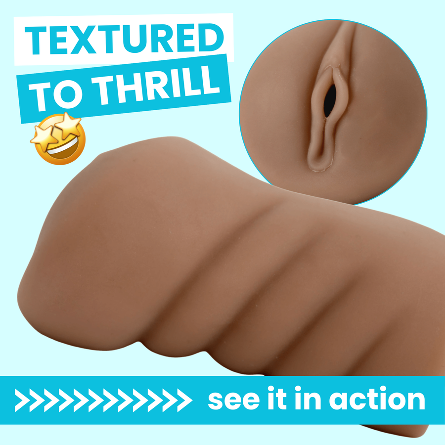 TEXTURED TO THRILL see it in action. Easy Grip Pocket Pussy Masturbator 