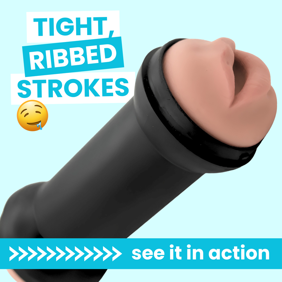 Realistic Double-Ended Stroker tight ribbed strokes see it in action 