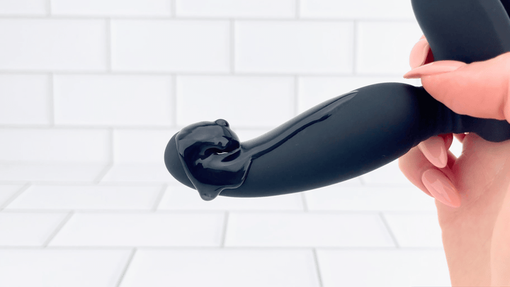 GIF of lube on vibrating p-spot shaft from Vibrating Cock Ring plus P-Spot and Ball Stimulator 