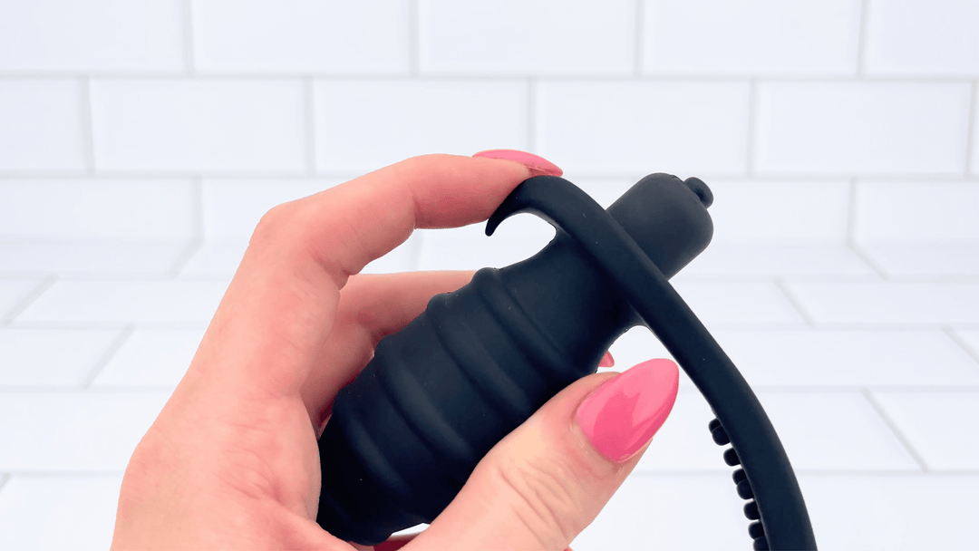 GIF of taint teaser from Rippled Vibrating Anal Plug with Cock Ring 