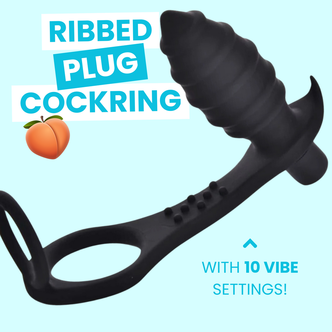 Rippled Vibrating Anal Plug with Cock Ring TooTimid.com Rippled Vibrating Anal Plug with Cock Ring TooTimid.com