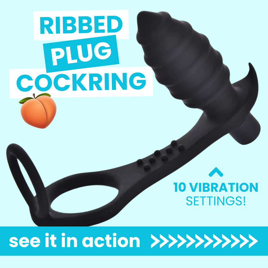 Rippled Vibrating Anal Plug with Cock Ring see it in action 