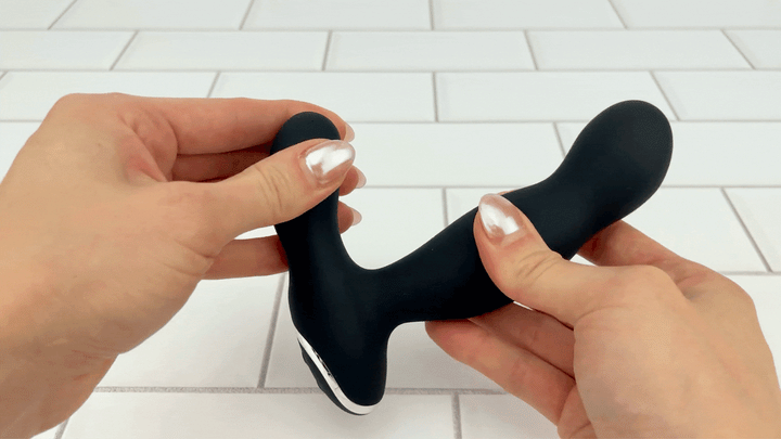 GIF of Tala Vibrating Prostate Massager neck being bent to demonstrate flexibility 