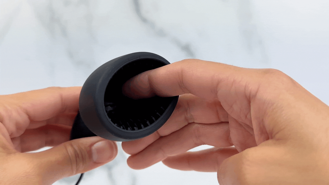 GIF of nubby texture inside of penis tip massager