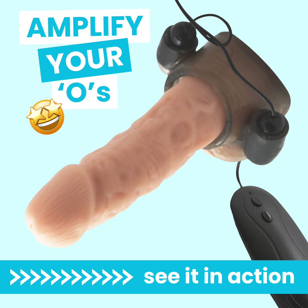 amplify your orgasms Scrotum and Testicle Tension Dual Vibrating Cock Ring 